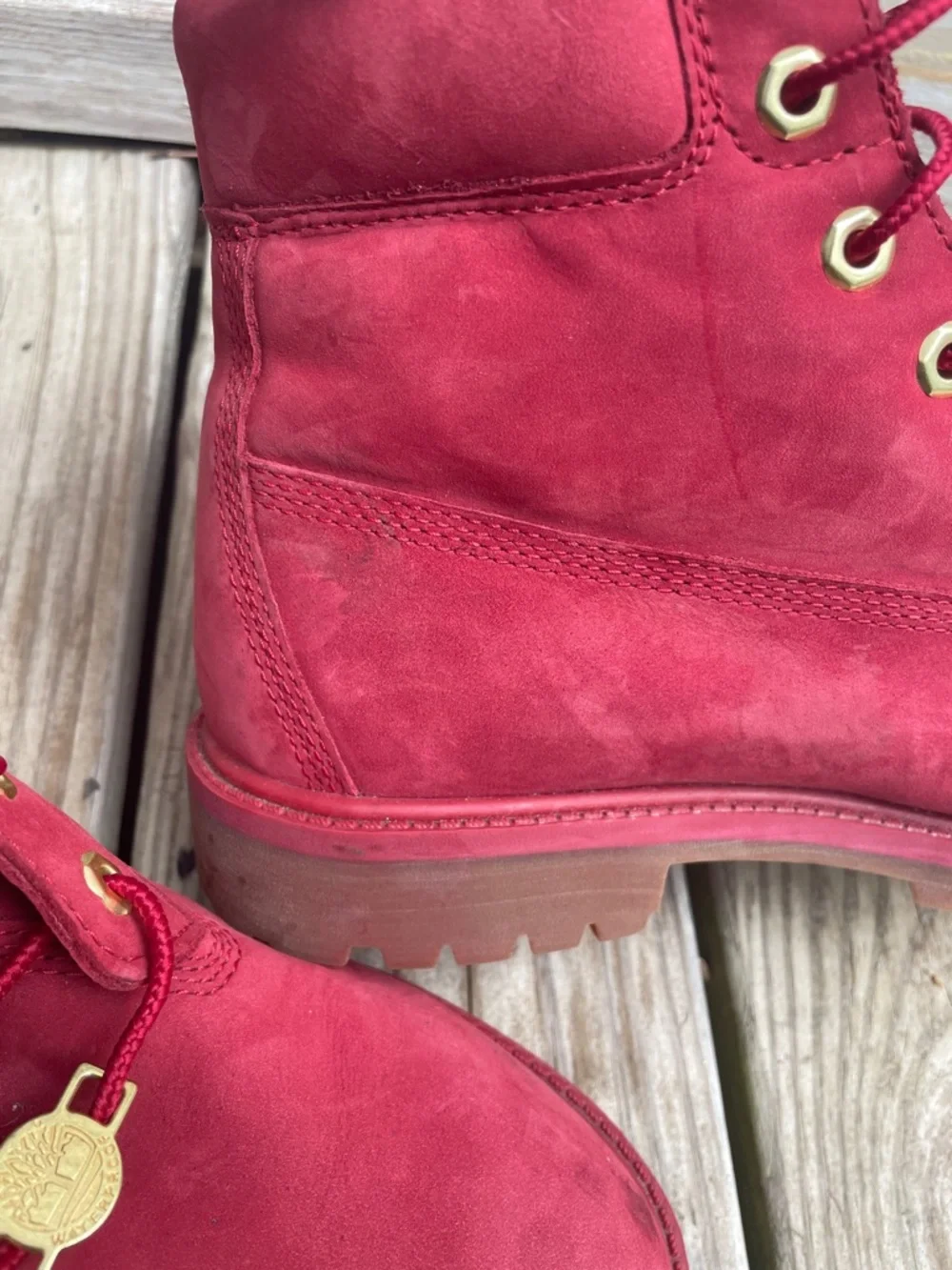 Timberland Premium 6” Red Nubuck Waterproof Boots Men’s Size 7